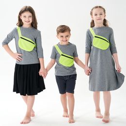 T-shirts boys girls fashion Grey cotton casual tee kids summer teen Grey brother sister clothing 230419