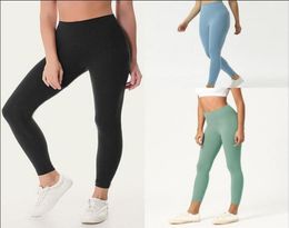 Solid Color Women yoga outfits pants High Waist Sports Gym Wear Leggings Elastic Fitness Lady Overall Full Tights Workout Sports L7293038