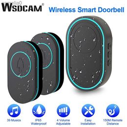 Doorbells WSDCAM Wireless Doorbell IP65 Waterproof Door Bell 150M Long Distance 39 Musics Home Door Bell Security LED Light Door ChimesL231120