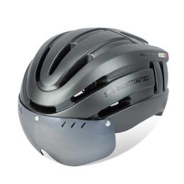 Cycling Helmets USB Rechargeable Battery Safety Helmet Removable Lining Adjustable Bicycle Riding Helmet Bicycle Goggles Helmet Equipment P230419