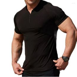 Men's Polos Men's Fashion Polo Shirts 2023 Summer Zipper Male Pure Colour T-Shirt Short-Sleeved Sports Streetwear S-3XL