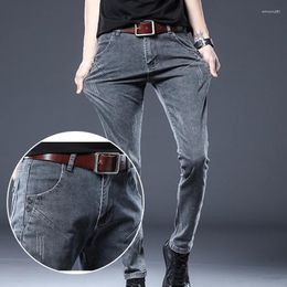 Men's Jeans Grey For Korean Trendy Arrival Casual Versatile Elastic High-end Slim Straight Denim Pants