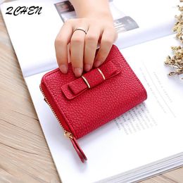 Wallets Women PU Leather Small Mini Wallet Bow ID Holder With Key Ring Ladies Coin Purse Clutch Bags Handbag 289