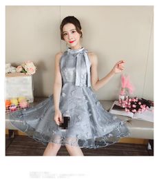 Casual Dresses C3492 Summer Women Fashion Sleeveless Off-shoulder Temperament Net Gauze Wholesale