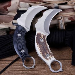 6.30 ''シースキャンプ付きカラムビットナイフを固定した屋外爪ナイフサバイバル戦術的狩猟自己防衛ツール