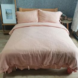 Bedding Sets Plain Dyed Duvet Cover Set Washed Cotton Linen Breathable Durable Soft