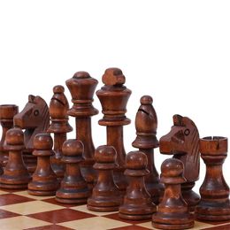 Chess Games 32 Pieces Wooden Chess King Height 110mm Game Set Chessmen Chess Leathe Board Competitions Set Kid Adult Chess Gift 231118