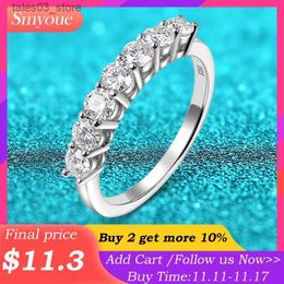 Wedding Rings Smyoue 0.7CT 3mm Gemstone Moissanite Rings for Women S925 Silver Matching Wedding Diamonds Band Stackable Ring White Gold Gift Q231120