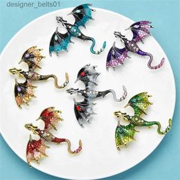 Pins Brooches Creative Simulation Dragon Colorful Hand Drn Metal Brooch for Women Men Stylish Lel Pins Jewelry Accessories GiftL231120