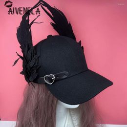 Visors Harajuku Cool Gothic Hat Girls Female Streetwear Wing Feminina Sunshade Baseball Hats AFC1993