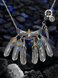 Pendant Necklaces SR Gaoqiao Vintage Eagle Feather Men's Necklace Women's Fashion Brand Hip-hop Personality Versatile Couple