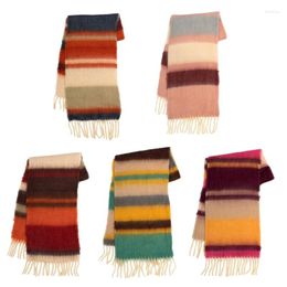 Scarves MXMB Women Winter Knitted Scarf Vintage Stripe Pattern Outdoor