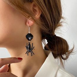 Dangle Earrings Dark Gothic Black Big Spider Drop For Women Originality Personality Fashion Jewellery Goth Punk Halloween Accessories