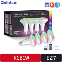 Wi-Fi Smart Light Light Light Led Bulb Voice Direct Demote RGB красочный с переменной тоном световой и теплый граффити интеллект, 4 упаковки на лот
