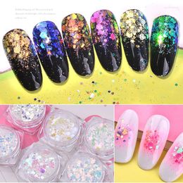 Nail Glitter 1g/Jar Aurora Nails Sequins Powder 1/2/3MM Paillette Ultrafine Dust Mermaid Flake Pigment Manicure Accessories Glitter#PT02