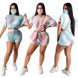 Women's Tracksuits S3801 Ladies Casual Two-piece Summer Fashion Multicolor Printing T-Shirt Strap Shorts Sports Suit Women