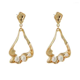 Dangle Earrings Trendy Alloy Irregular Pendant Drop For Women Fashion Pearl Charm Statement Jewelry Wedding Female 2023