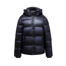 Unisex Hooded Black Heavy Designer Men's Down Coat Oem Winter Padded Bubble Plus SizeCustom Logo Men Shiny Puffer Jacket