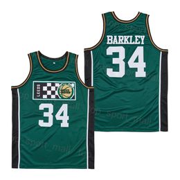 High School Basketball Leeds CHARLES BARKLEY Jersey 34 Green Waves ALTERNATE Moive Pullover HipHop University For Sport Fans Breathable All Stitched Team Colour