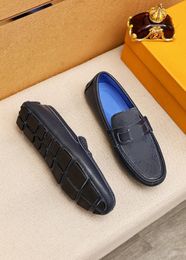 Luxury Fashion Mens Dress Shoes Loafers Gommino Driving Dark Blue With Brand Logo Size 38-46