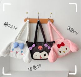 Fashion Kawaii Kuromi Bow Plush Zipper Handbag Girl Lovely Melody Fluffy Shoulder Bag Festival Gift Bag Accessories