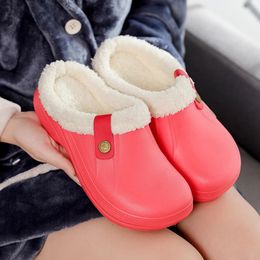 Slippers Plush Fur Clogs for Woman Man Winter Soft Furry Loafers Waterproof Garden Shoes MultiUse Indoor Home Shoe 231118