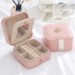 Gift Wrap Leather Storage Box For Ring Earrings Jewellery Organiser Display Travel Case Boxes Portable 231120