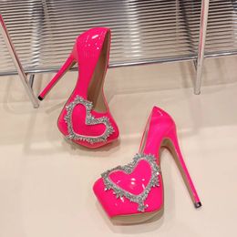 Dress Shoes Liyke Runway Style Pink High Heel Pumps Spring Autumn Fashion Round Toe Crystal Platform Stiletto Wedding Stripper 231120