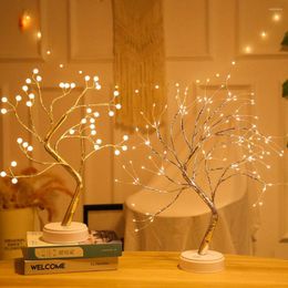 Night Lights LED Light Mini Christmas Tree Copper Wire Garland Lamp For Kids Home Bedroom Decoration Decor Fairy Holiday Lighting