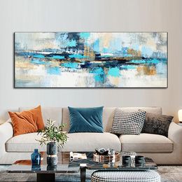 Modern Abstract Oil Painting on Canvas Posters and Prints Wall Blue Abstract Art Canvas Pictures for Living Room Decor No Frame