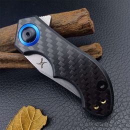 Edc 0022 Folding Knife Stonewashed Blade Carbon Fibre Handle Ultralight Pocket Survival Tactical Camping Navas 169