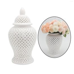 Storage Bottles Modern Ceramic Ginger Jar Flower Vase With Lid Decoration