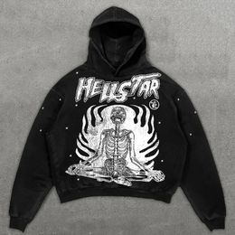 Men s Jackets HELLSTAR Hoodie Y2K Mens Hip Hop Retro Skull Graphic Print Oversized Pullover Sweatshirt Harajuku Clothes 231120