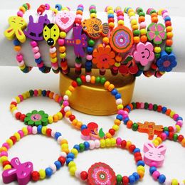 Bangle Wholesale 30pcs Kid Wood Lovely Bracelet Girl Birthday Party Gift Favor Jewelry