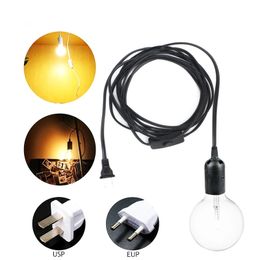 Pendant Lamps US AU UK EU to E27 Power Cord Screw Base Lamp Holder LED Pendant Light Head With Switch Extent Cable 1.8m Bulb Socket