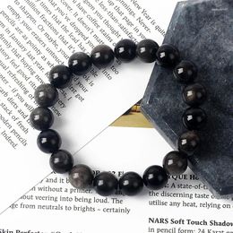 Strand Silver Colour Obsidian Wealth Bracelets Men Reiki Natural Stone Feng Shui For Women Good Luck Jewellery Pulseras