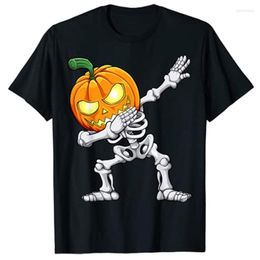 Men's T Shirts Halloween Boys Dabbing Skeleton Scary Pumpkin Jack O Lantern T-Shirt Graphic Tee