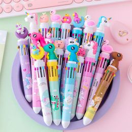 19Pcs Ballpoint Pen Set Kawaii 10 Colour Ink Ball Point Pencil Cute Office Stationery Spinning Fanny Roller Oil Writing Supplies