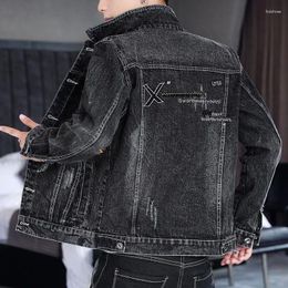 Men's Jackets Spring And Autumn Black Slim Denim Jacket Fashion Teen Student