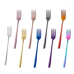 Forks Children Fork Grade Stainless Steel Gold For Fruit Salad Small Round Handle Dinnerware Useful Kids Eating Tools