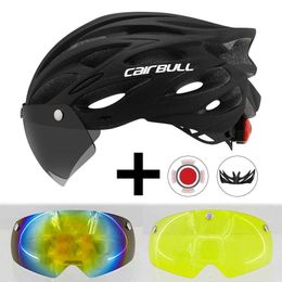 Cycling Helmets Cairbull Ultralight Cycling Helmet With Removable Visor Goggles Bike Taillight Intergrally-molded Mountain Road MTB Helmets 230g P230419