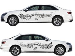 A Set auto vehicle truck car power music black butterfly Flowers sport power Styling Vinyl Car Body Sticker Waist Line Decals