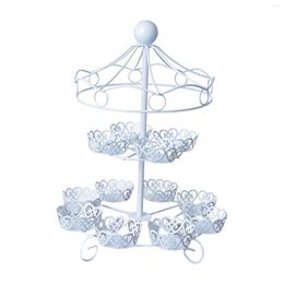 Plates 2 Tiers Cupcake Stand Serving Pastry Platter Cake Display Server Tray For Wedding Birthday Dining Table Banquet Decoration