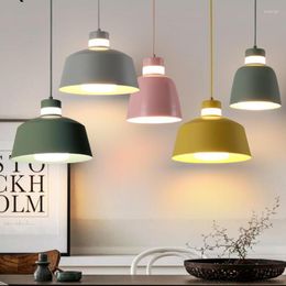 Pendant Lamps Nordic Cord 1 Pcs Iron Bar Lighting Suspension Luminaire Colour Lights Bedroom Restaurant Led Lustres E Pendentes
