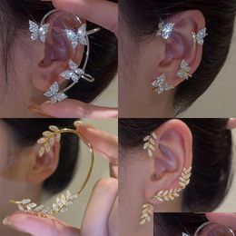 Ear Cuff Sier Plated Butterfly Clip Earrings For Women Ear Clips Without Piercing Sparkling Zircon Cuff Drop Delivery Jewelry Dhgarden Otr6N