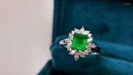 Cluster Rings GUILD JY Colombia Solid 18K White Gold Nature Green Emerald 0.54ct For Women Birthday's Presents Fine Jewellery