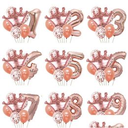 Other Event & Party Supplies Rose Gold Sliver Princess Crown Foil Latex Party Balloons Set Happy Birthday Supplies Baby Shower Decorat Dhots