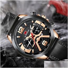 Wristwatches Men Sport Waterproof Watch Casual Leather Wrist Watches For Black Top Brand Luxury Military Clock Fashion Chron Dhgarden Otdcj