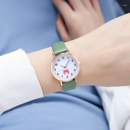 Wristwatches 22/5000 Fashion Bow Ladies Girls Gift Watches Leather Quartz Wholesale For Women Montres Femmes