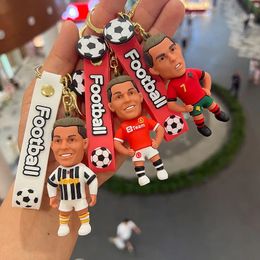 Key Rings Football Ronaldo Player Figure Soccer Star Keychain Bag Pendant Collection Doll Chain Action Figures Souvenirs Toy Gifts 231118
